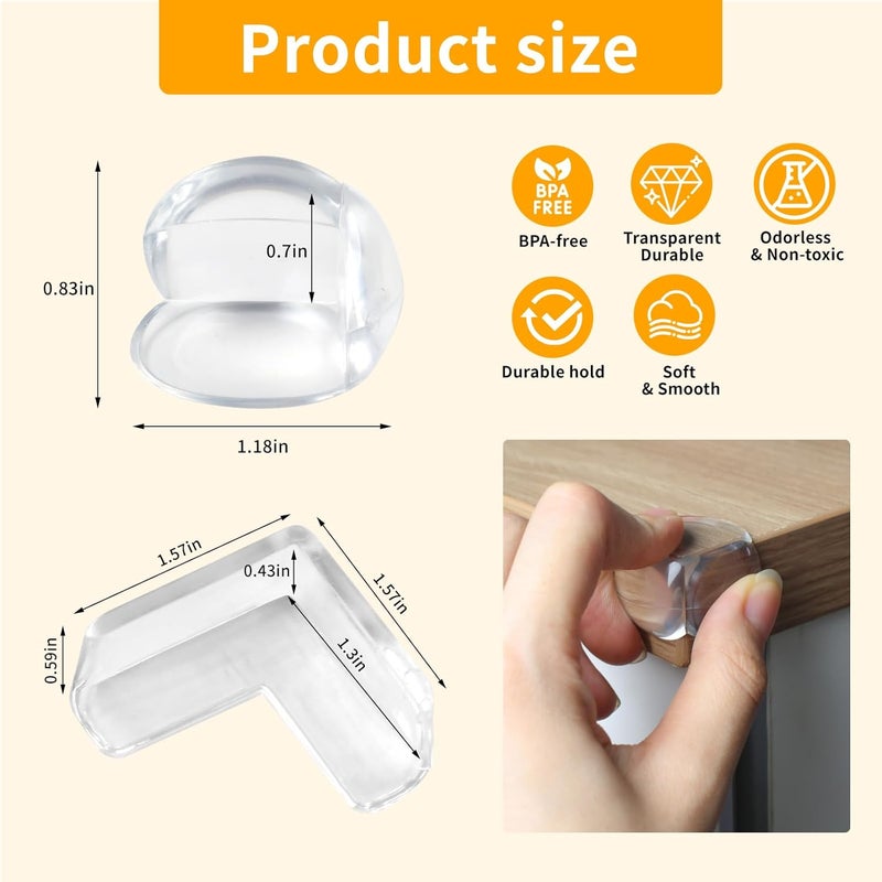 Rindion 40 Pack Corner Protector Baby, 2 Shapes Baby Proof Corners and Edges, Clear Table Corner Covers Baby, Baby Corner Protector Guards, Corner Guards for Table Edges & Sharp Corners - Image 2